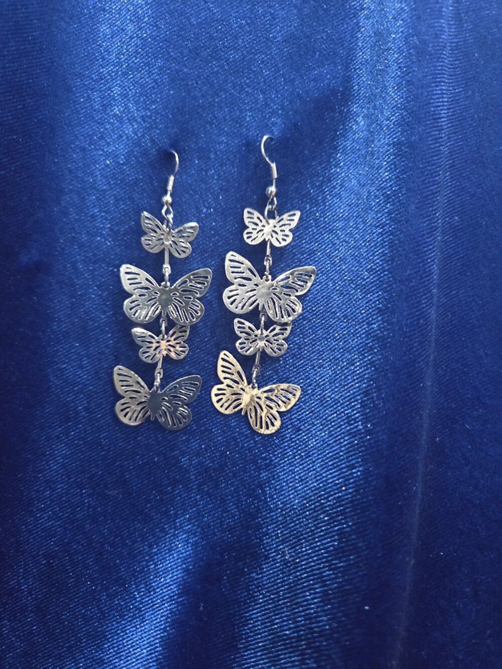 Delicate Filigree Dangle Flying Butterfly Hook Earrings